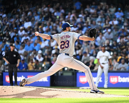 David Peterson pitching action New York Mets canvas wall art