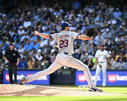 David Peterson pitching action New York Mets canvas wall art