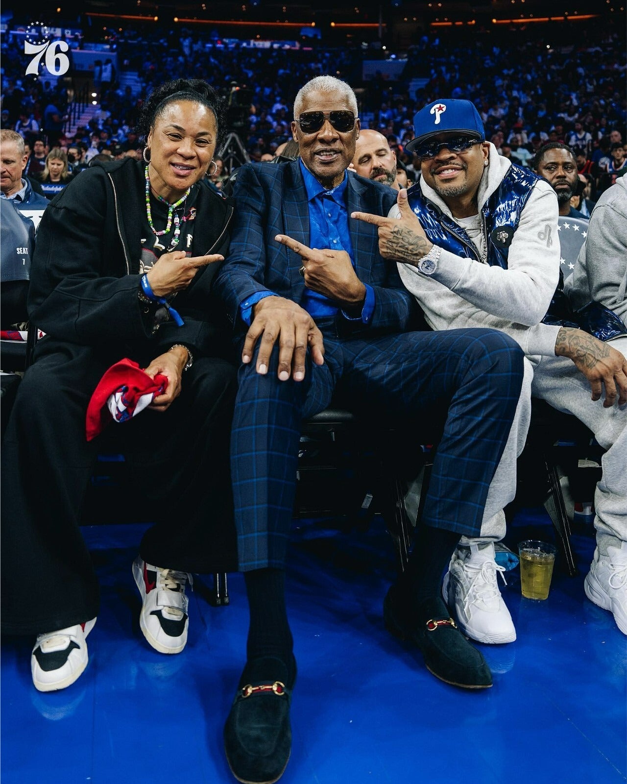 Dawn Staley Julius Erving Allen Iverson on court canvas wall art