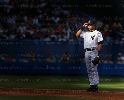 Derek Jeter on field spotlight New York Yankees canvas wall art