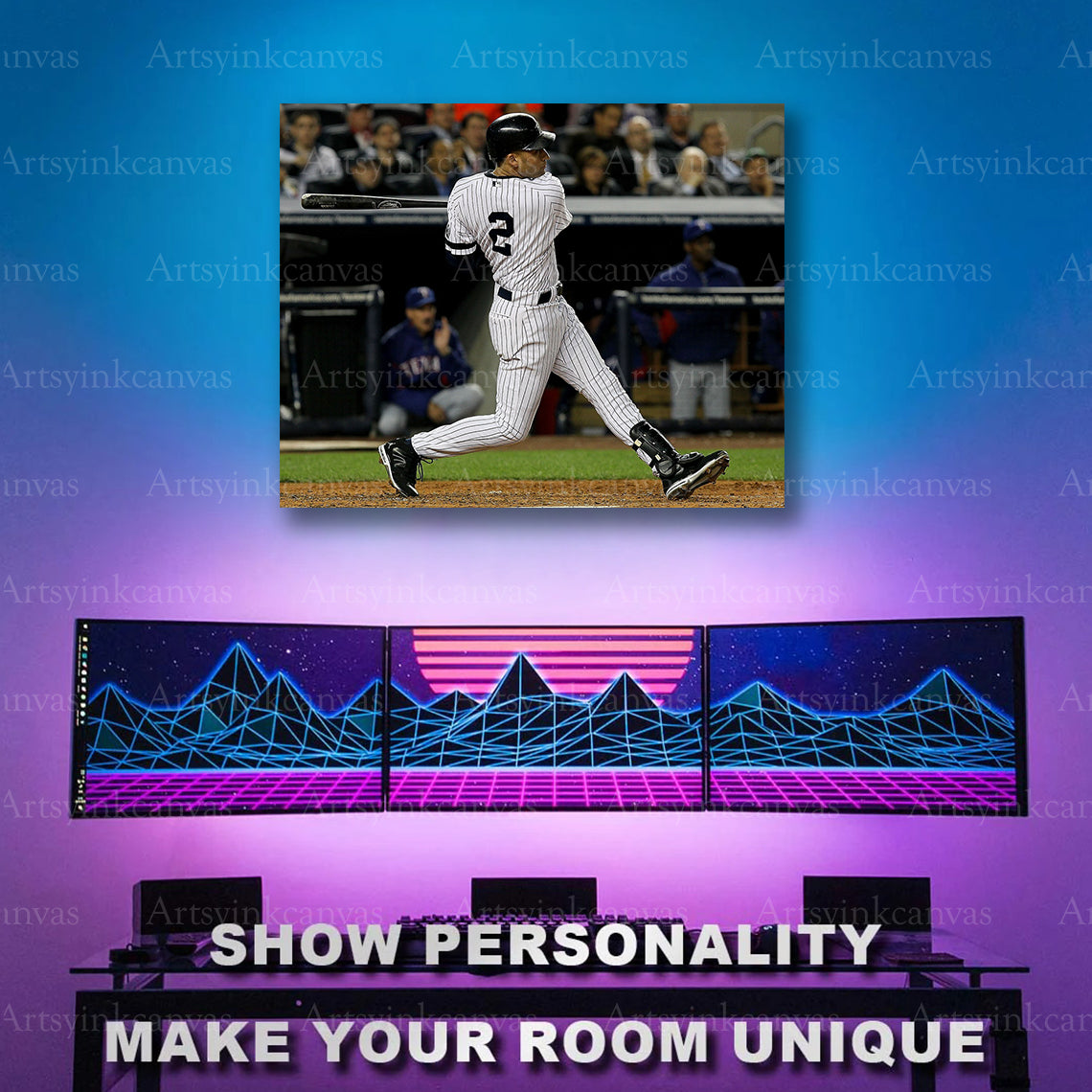 Derek Jeter action baseball artwork