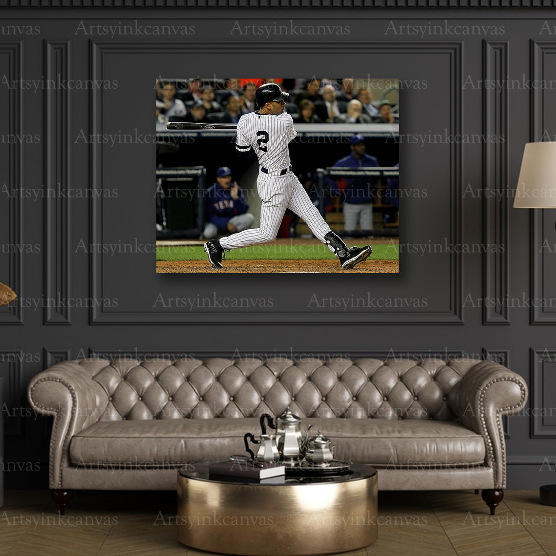 Premium Derek Jeter Yankees swing canvas art