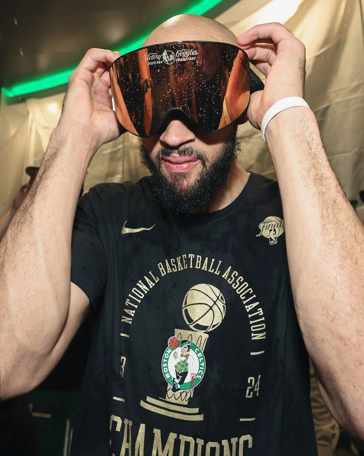 Derrick White championship goggles Boston Celtics canvas wall art
