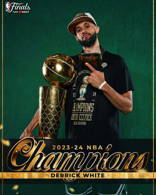 Derrick White championship trophy Boston Celtics canvas wall art