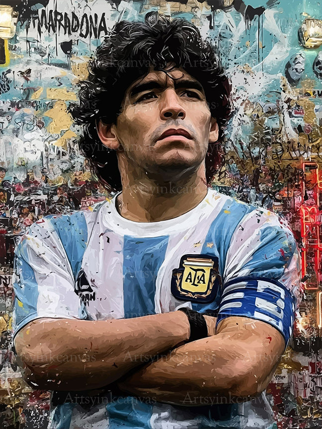 Diego Maradona Crónica Callejera graffiti canvas wall art