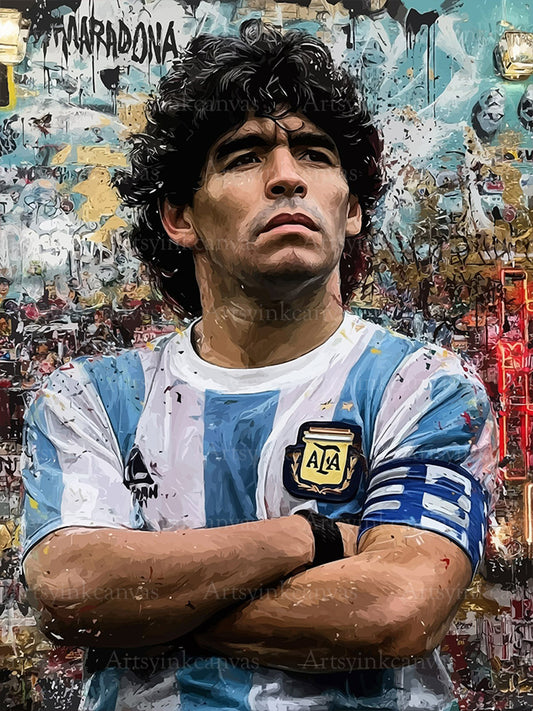 Diego Maradona Crónica Callejera graffiti canvas wall art