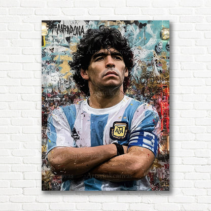 Diego Maradona graffiti canvas print