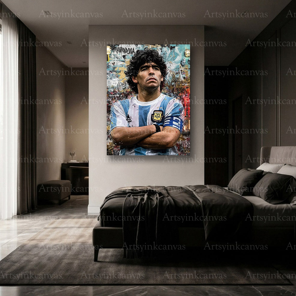 Premium Maradona graffiti wall art