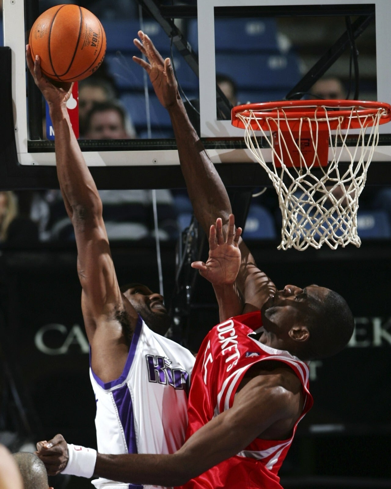 Dikembe Mutombo blocks Shareef Abdur-Rahim canvas wall art