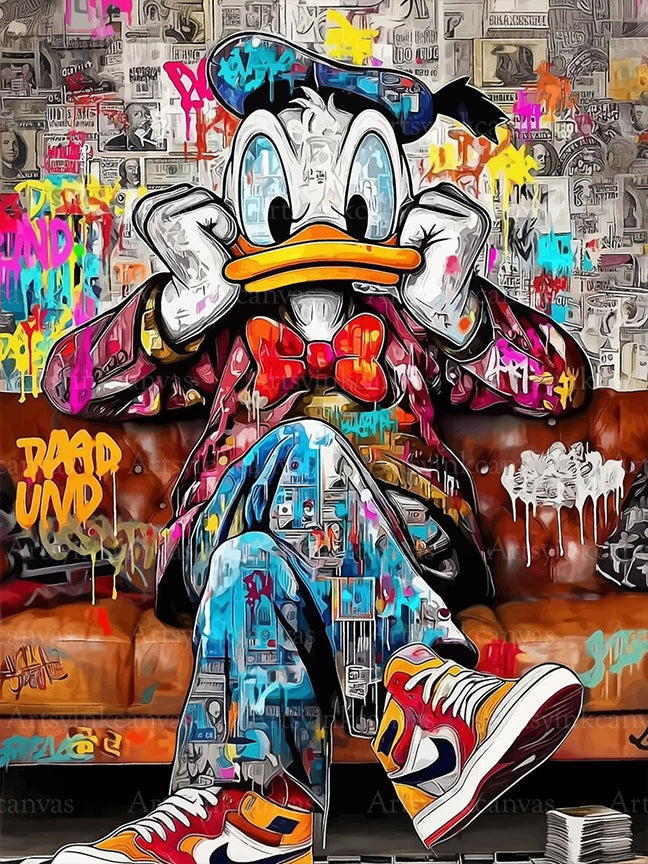 Donald Duck Classic Mischief Graffiti Canvas Wall Art