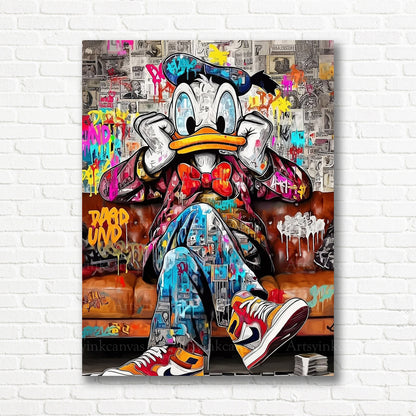 Donald Duck graffiti artwork for modern wall decor