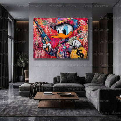 Donald Duck abstract graffiti artwork with bold visual details