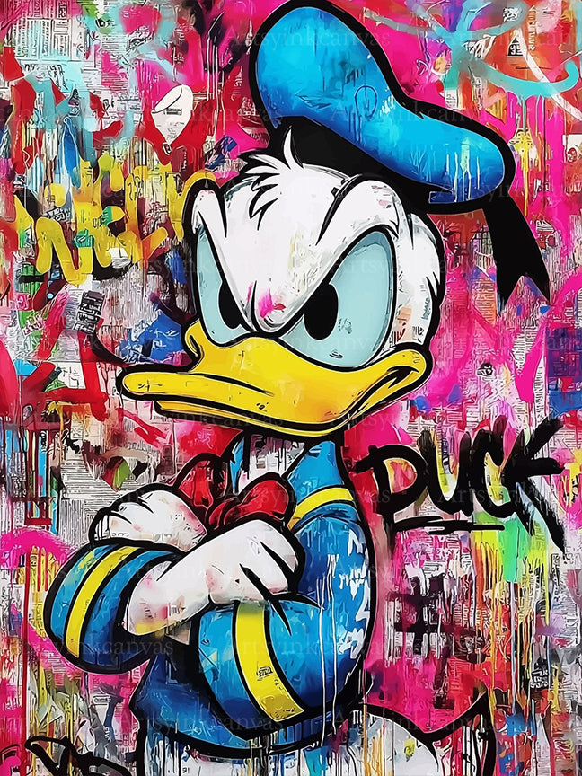 Donald Duck graffiti canvas wall art