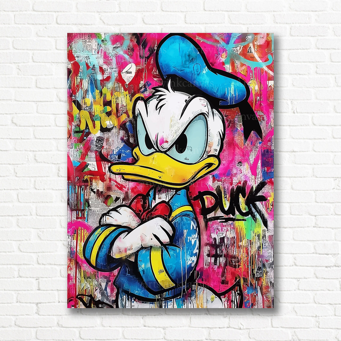Donald Duck cartoon graffiti canvas print