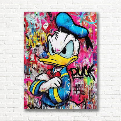 Donald Duck cartoon graffiti canvas print