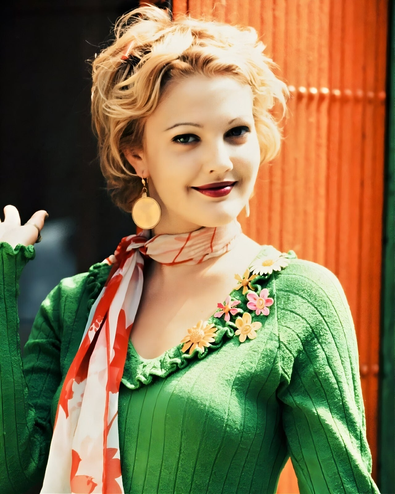 Drew Barrymore celebrity portrait premium canvas wall art