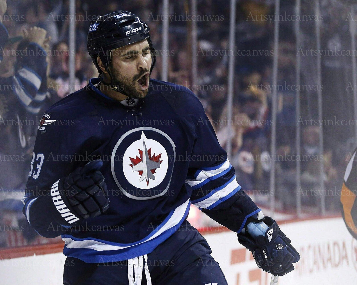Dustin Byfuglien goal celebration Winnipeg Jets canvas wall art