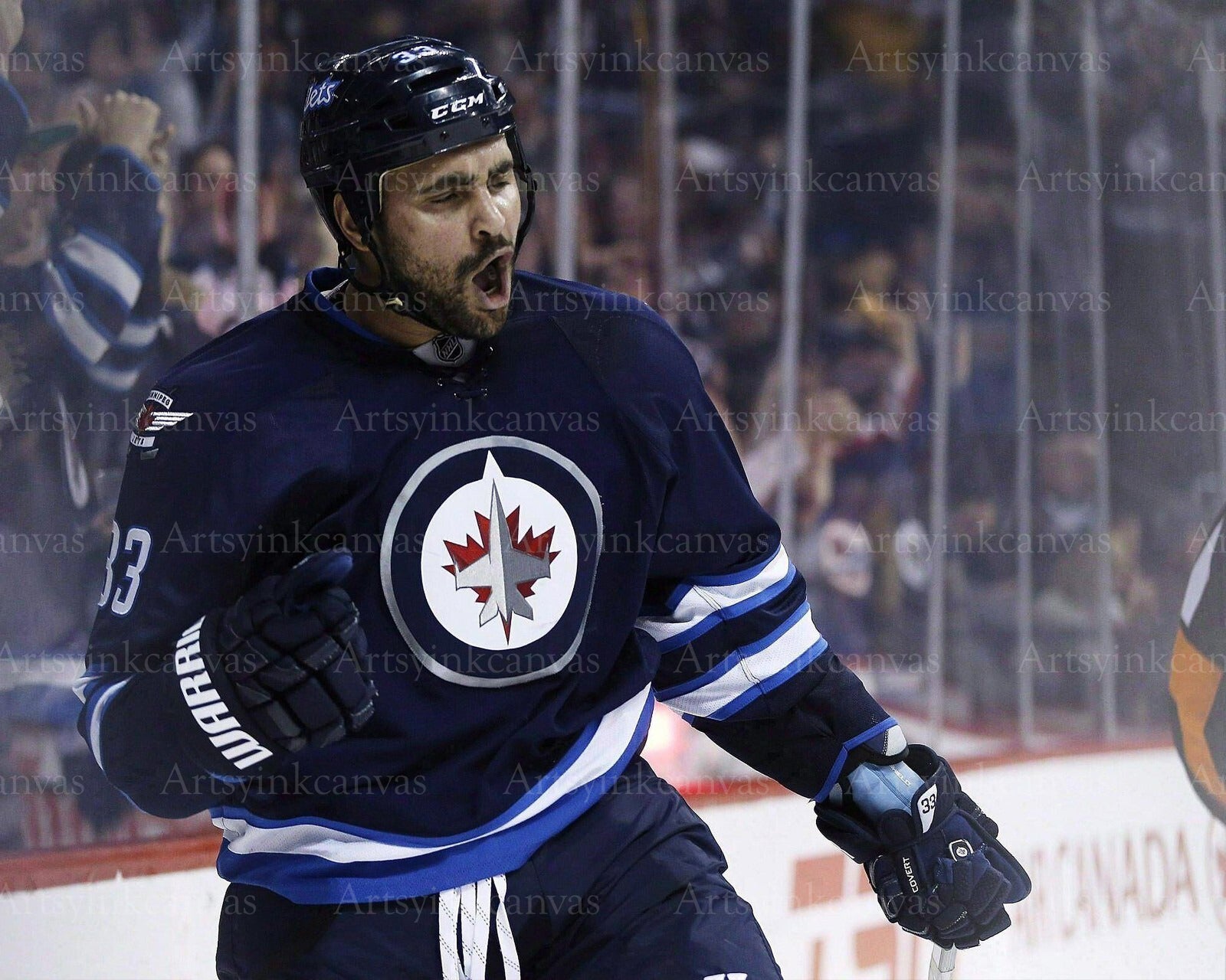 Dustin Byfuglien goal celebration Winnipeg Jets canvas wall art