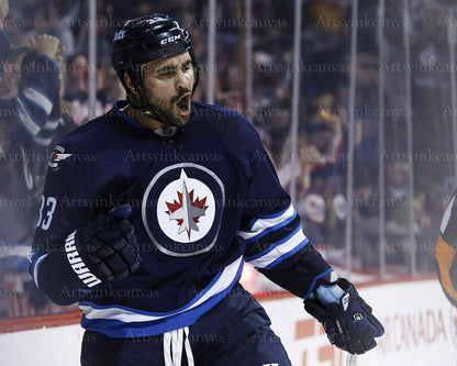 Dustin Byfuglien goal celebration Winnipeg Jets canvas wall art