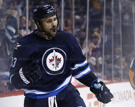 Dustin Byfuglien goal celebration Winnipeg Jets canvas wall art
