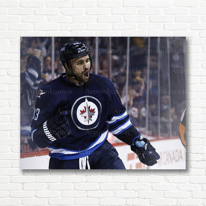 Dustin Byfuglien Jets celebration hockey canvas print