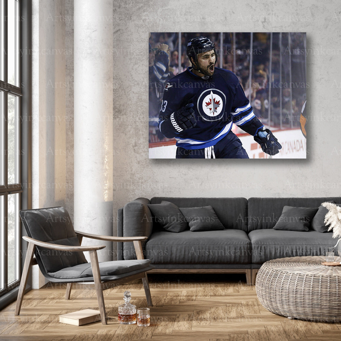 Dustin Byfuglien hockey celebration wall decor