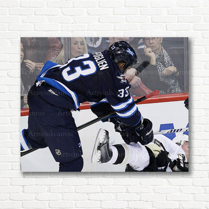 Dustin Byfuglien body check hockey canvas print