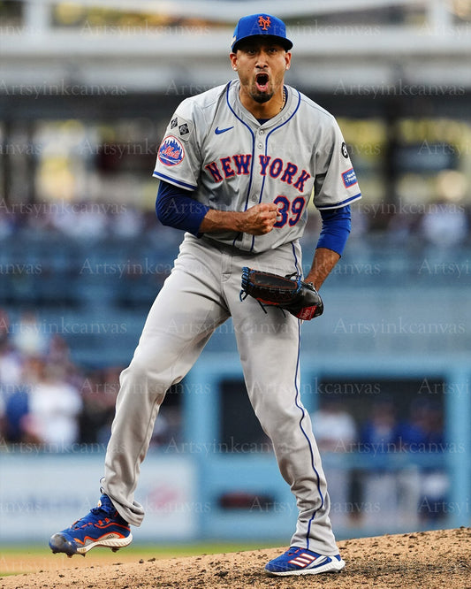 Edwin Diaz celebrating action New York Mets canvas wall art