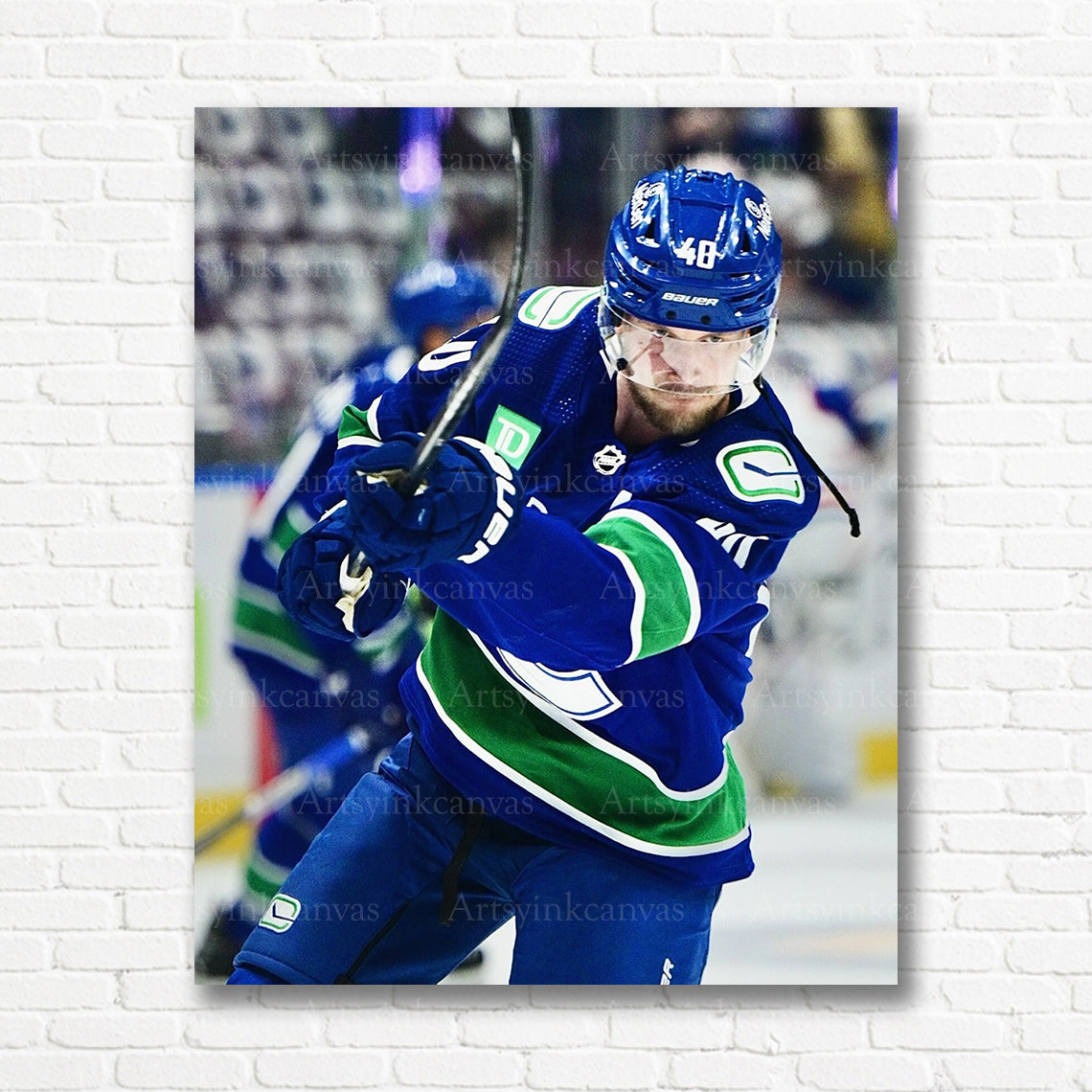 Elias Pettersson Vancouver Canucks portrait canvas print