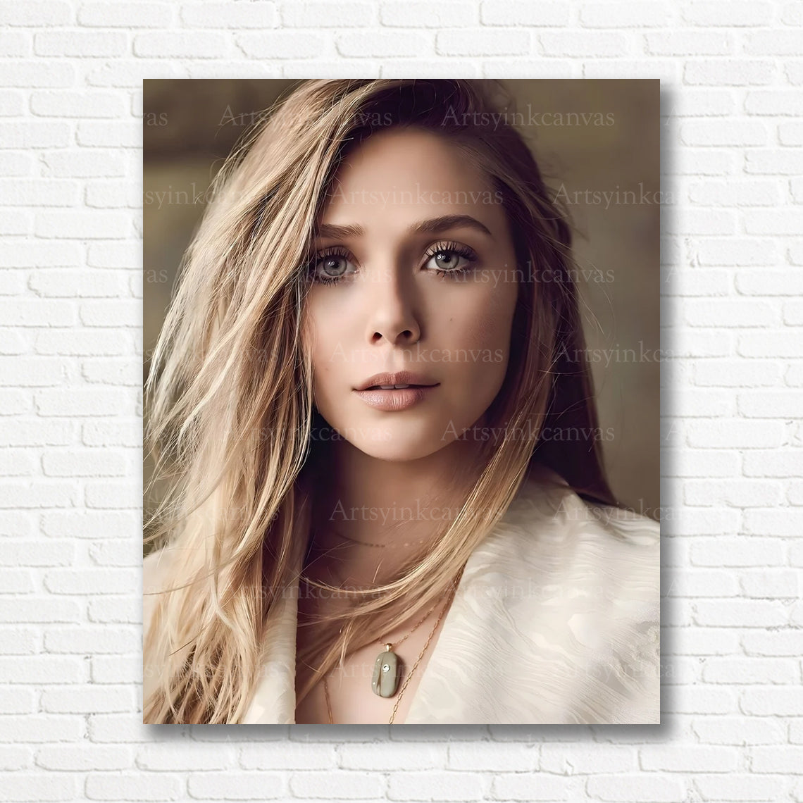 Elizabeth Olsen Signature Elegance Canvas Wall Art