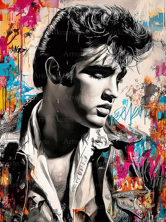 Elvis Presley graffiti canvas wall art