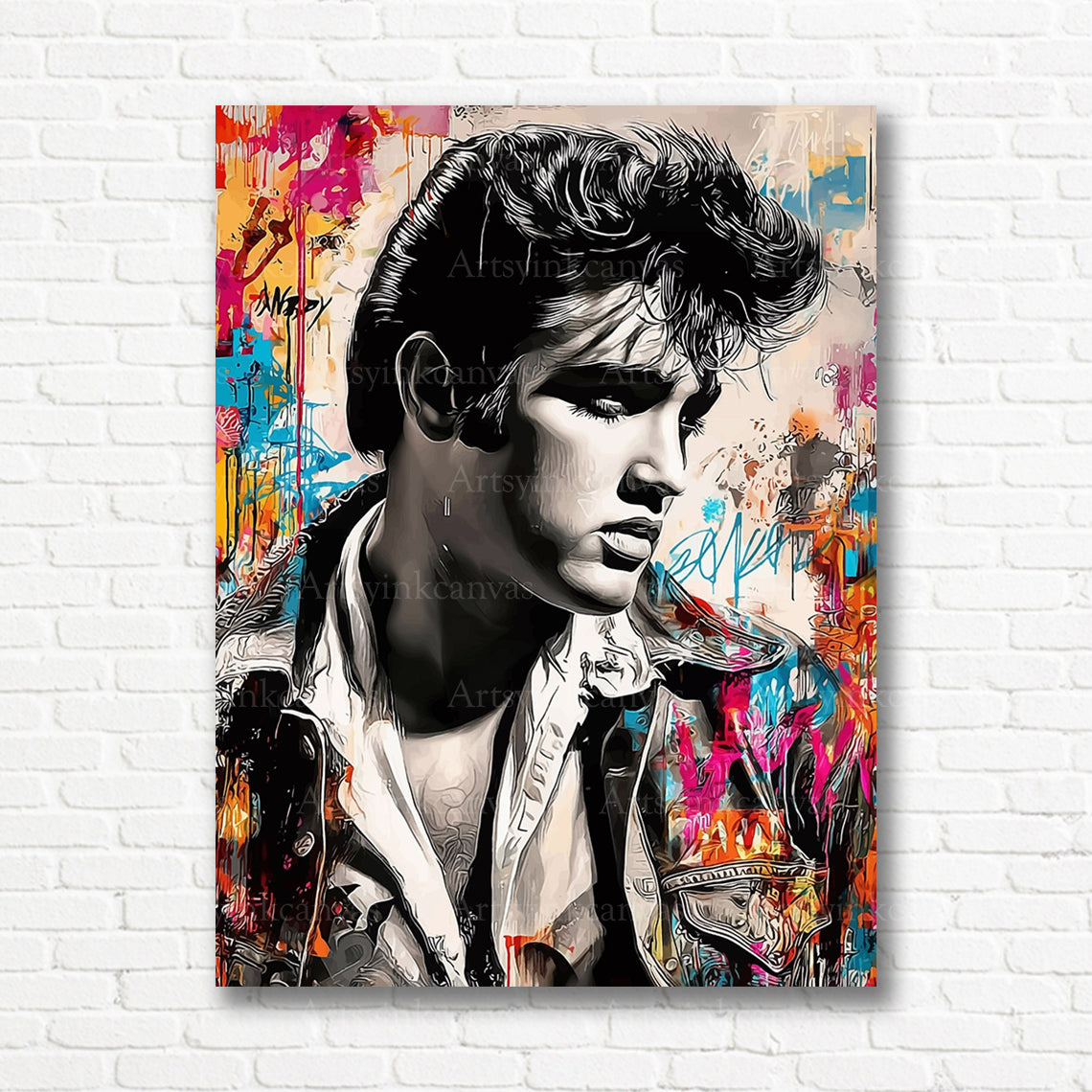 Elvis Presley rock and roll graffiti canvas print