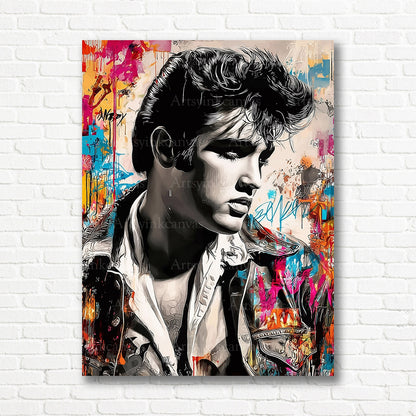 Elvis Presley rock and roll graffiti canvas print