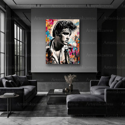 Elvis Presley vintage graffiti portrait artwork