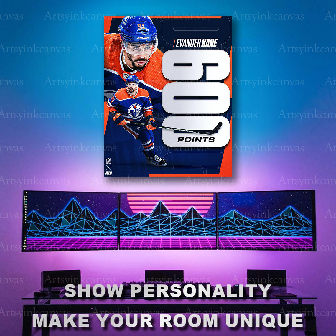 Edmonton Oilers 600 career points hockey artwork