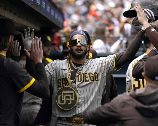 Fernando Tatis Jr. dugout celebration canvas wall art