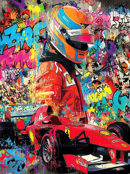 Ferrari F1 The Pulse of the Track graffiti canvas wall art