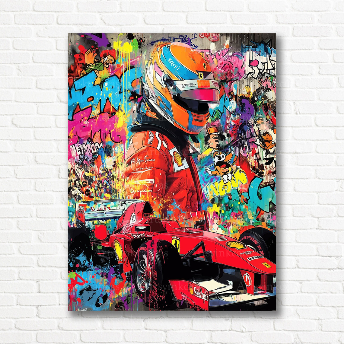 Ferrari Formula 1 racing graffiti canvas print