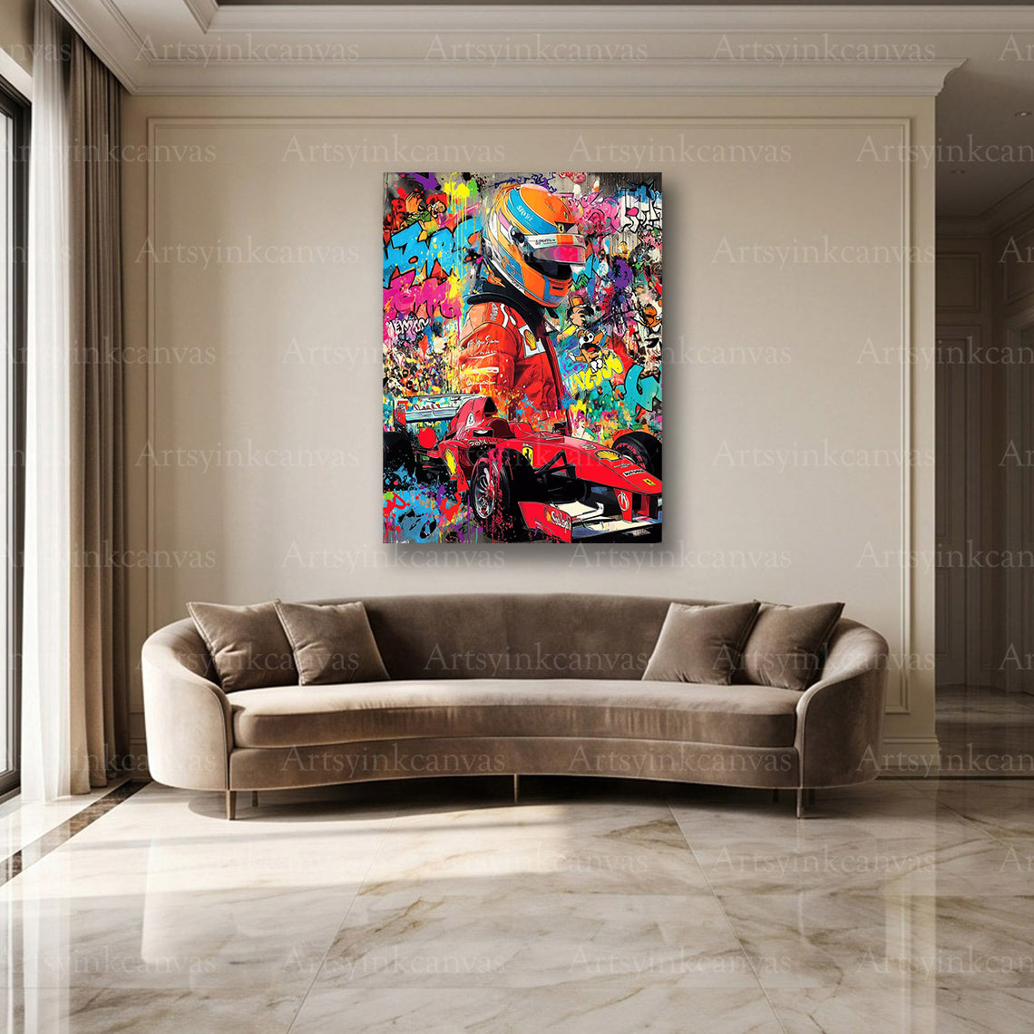 Ferrari F1 motorsport street art wall decor