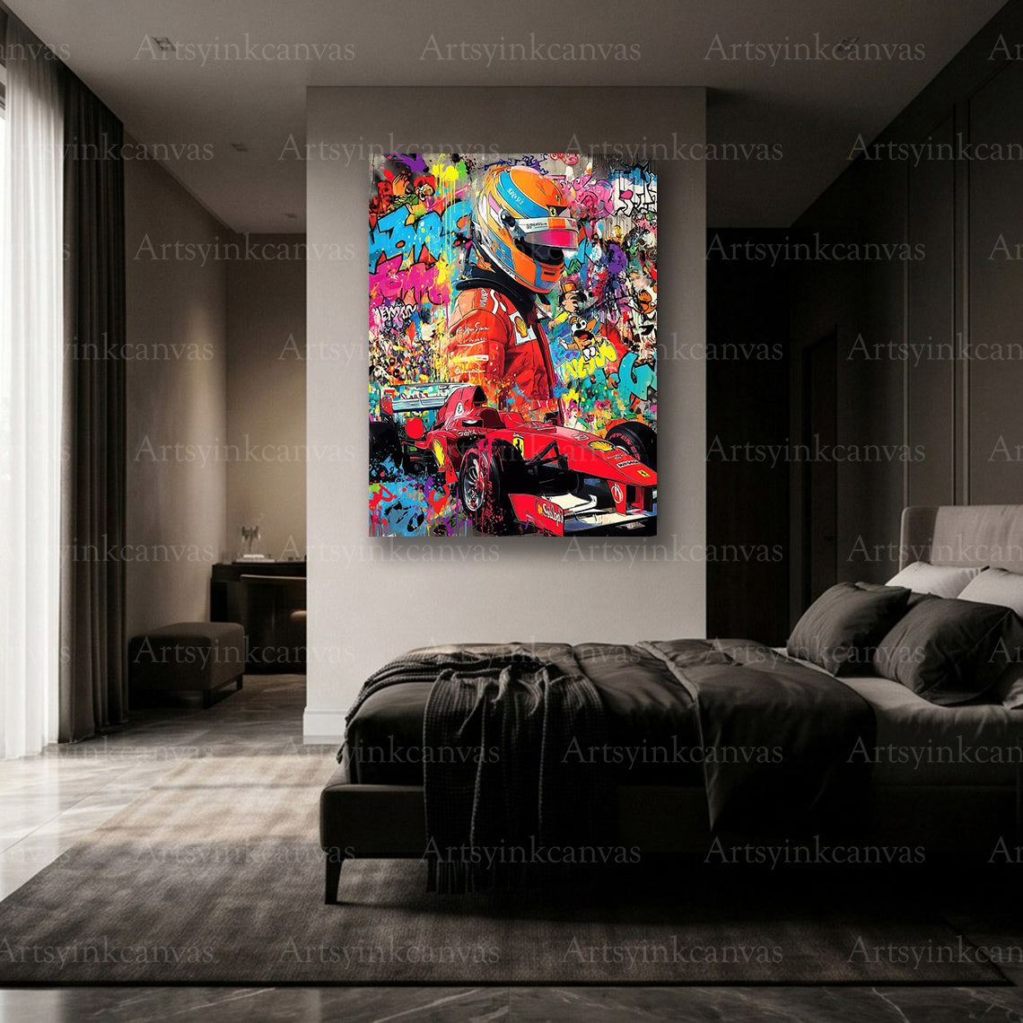 Premium Ferrari Formula 1 graffiti canvas art