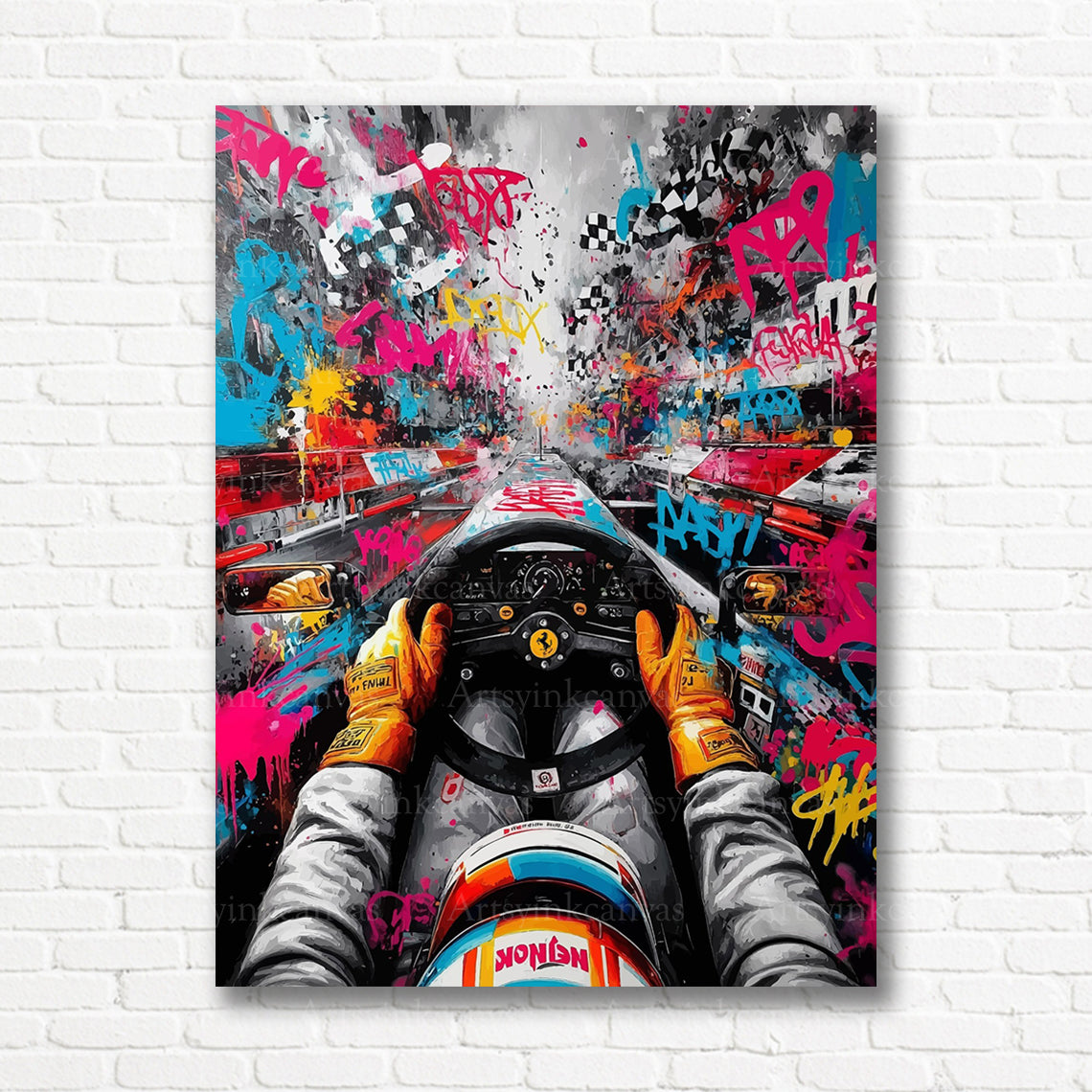 Ferrari motorsport graffiti canvas print