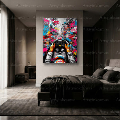 Premium Ferrari racing graffiti wall art