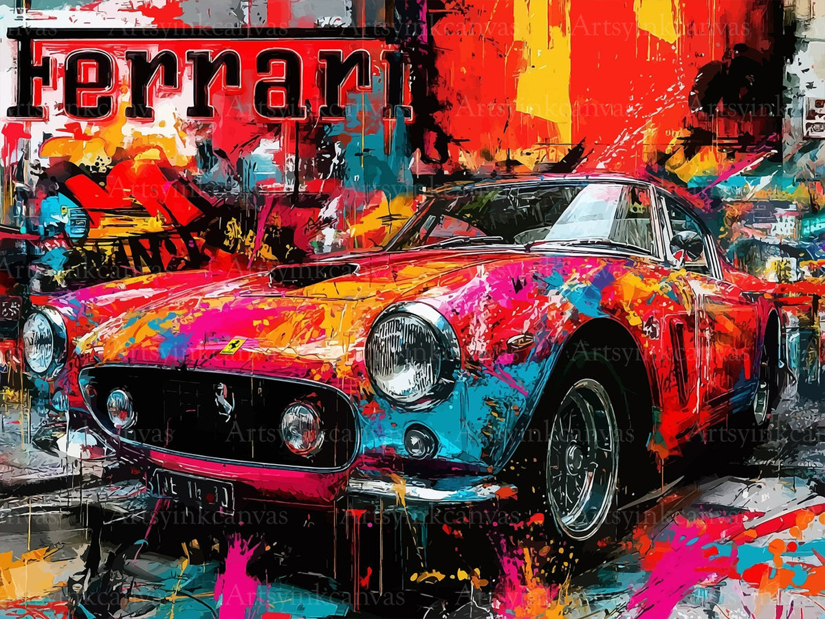 Ferrari graffiti canvas wall art