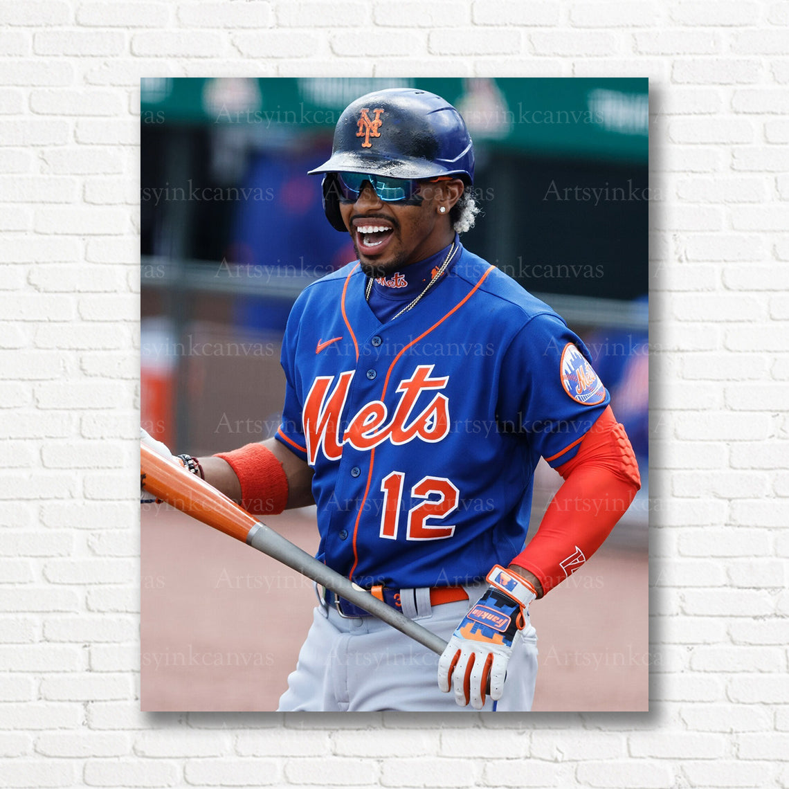 Francisco Lindor Mets baseball action canvas print