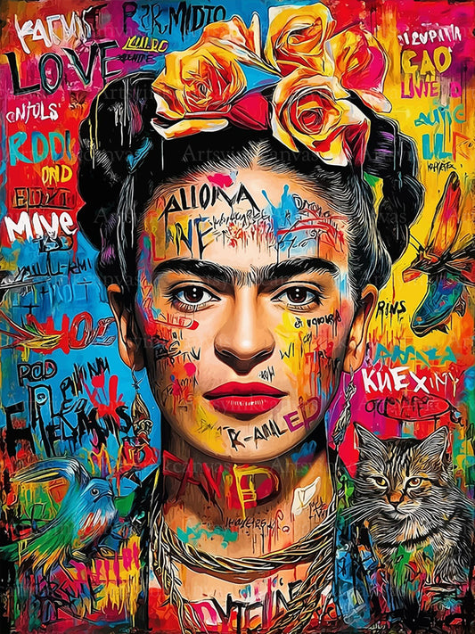 Frida Kahlo graffiti canvas wall art