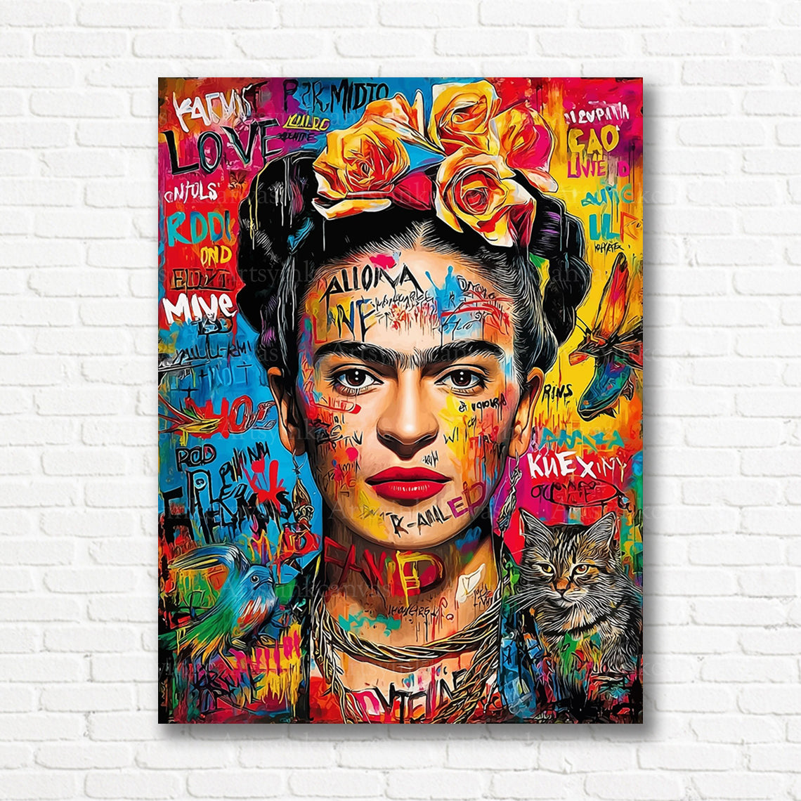 Frida Kahlo graffiti canvas print