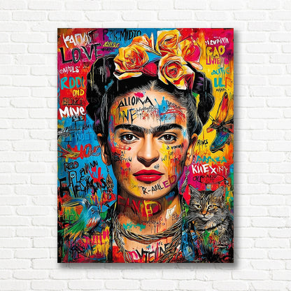 Frida Kahlo graffiti canvas print