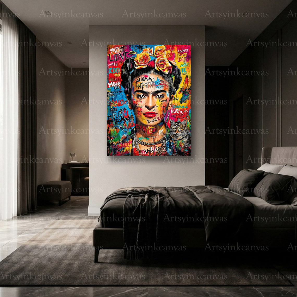 Premium Frida Kahlo graffiti wall art