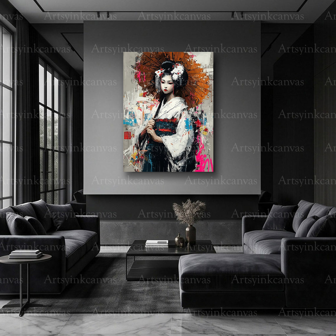 Geisha urban graffiti artwork