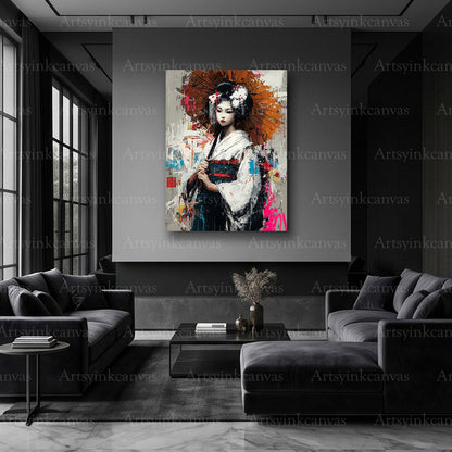 Geisha urban graffiti artwork